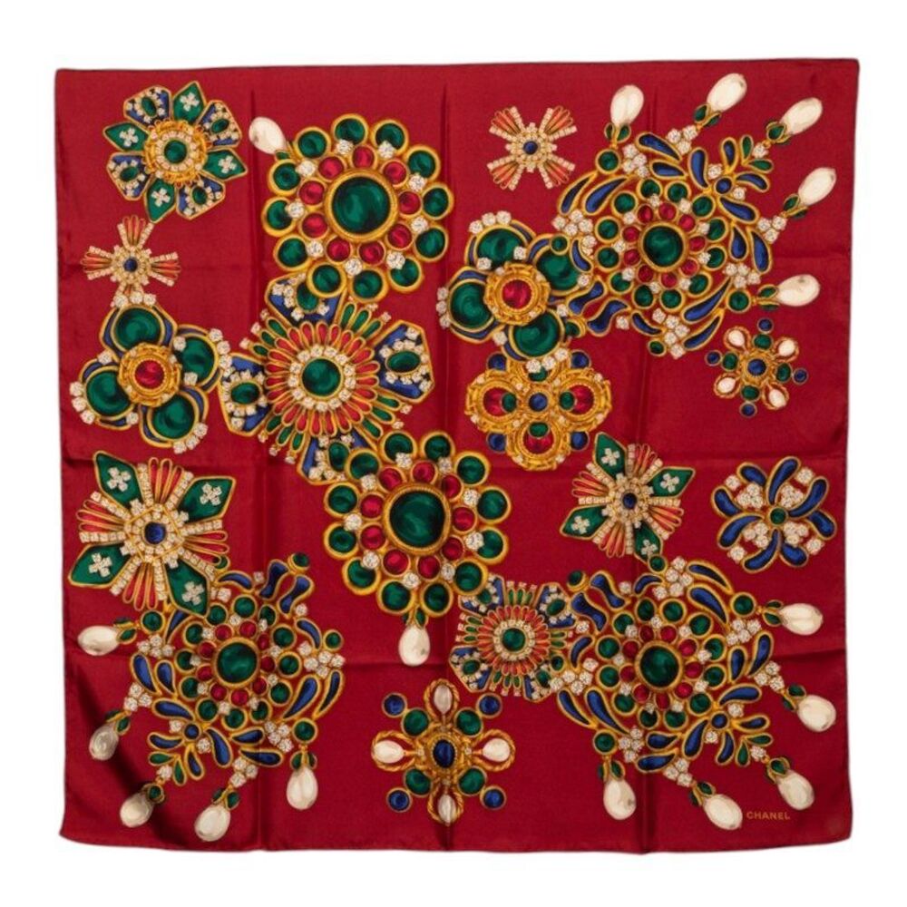 CHANEL Jewelry Motif Silk Scarf